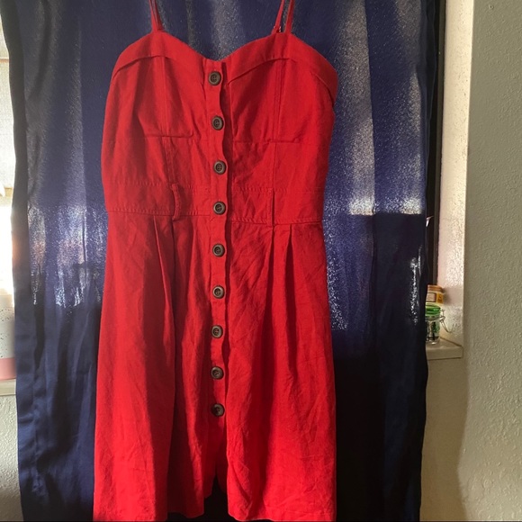 Red Button up Dress - Picture 4 of 4
